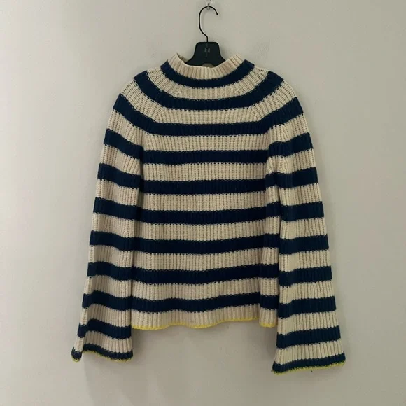 Anthropologie Navy and Cream Striped Turtleneck Sweater - Picture 3 of 14